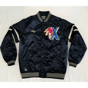 Rare 10 Deep Victory Chieftains Ice Hockey Baseball Satin Jacket Navy Blue XL